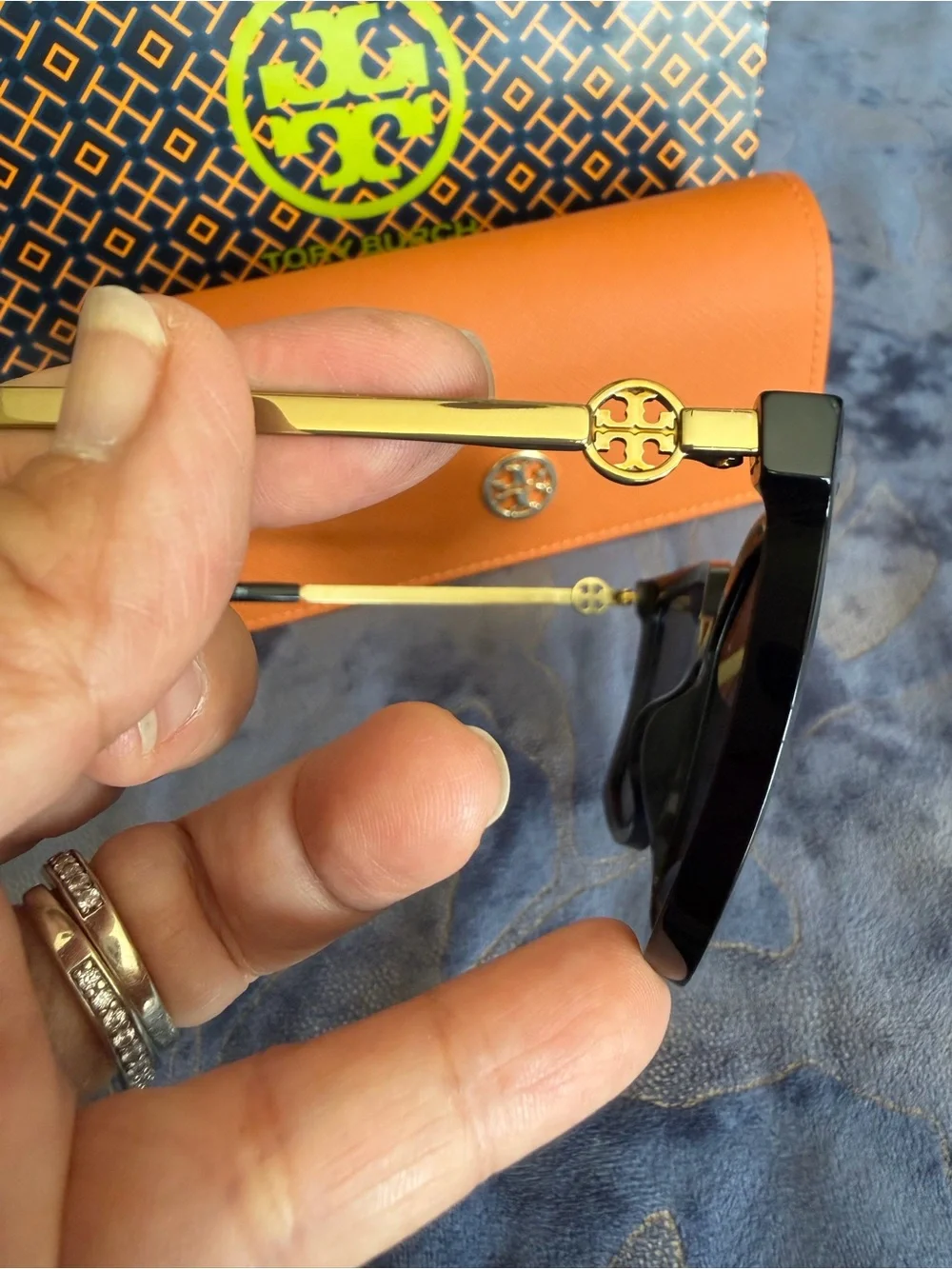 Tory Burch Black Sunglasses with Orange Case and Branded Bag